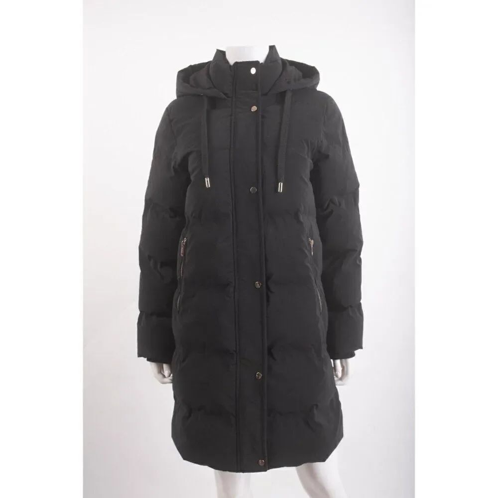 Zara Womans Jacket Coat Mid Length Size XS Black Hooded NWOT